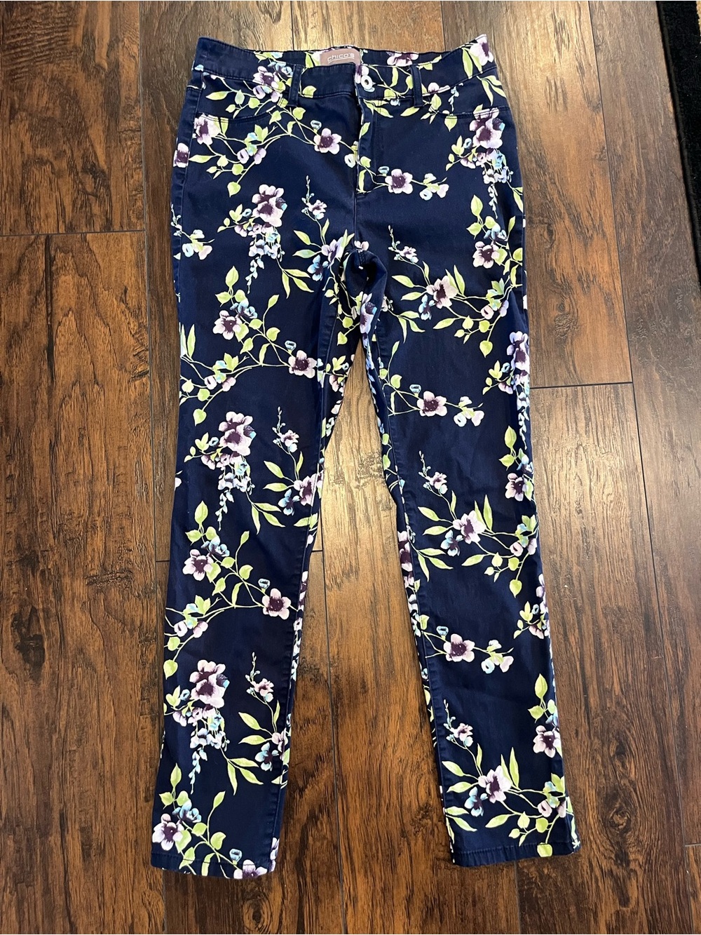 Chico's Navy Floral Pull-On Women’s Pants